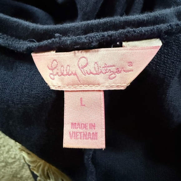 Lilly Pulitzer Navy Blue Dress with Cream Embroidery - Picture 4 of 4